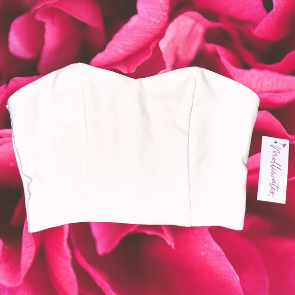 NWT XS White Strapless‎ Longline Sweetheart Crop top Blouse Princess - Picture 1 of 3